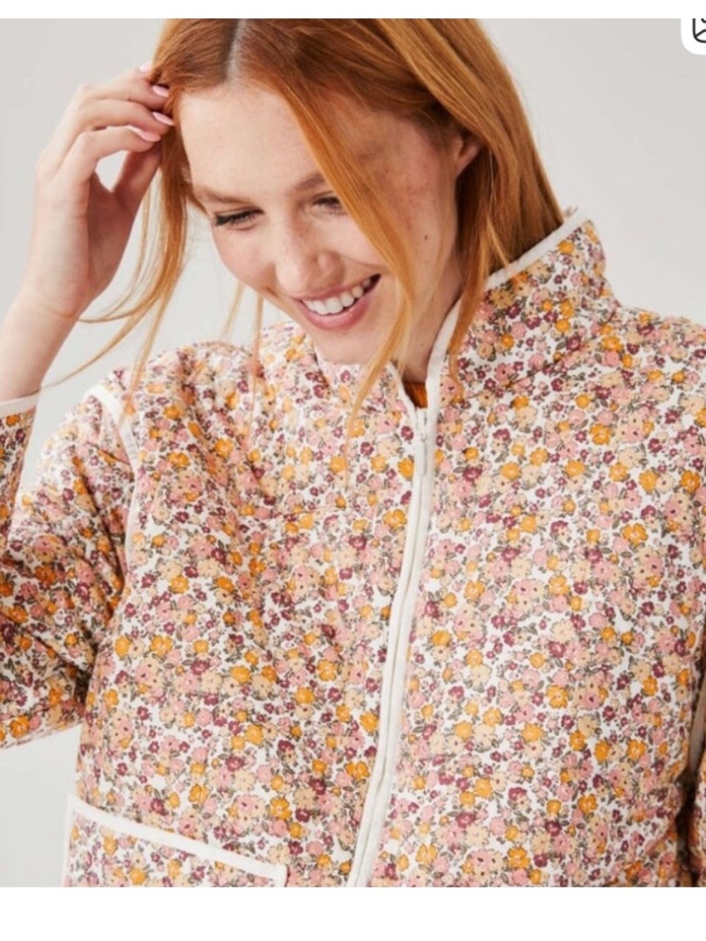 Joe Fresh Jillian Harris floral Quilted Jacket - Pink, Yellow, White - Picture 3 of 6